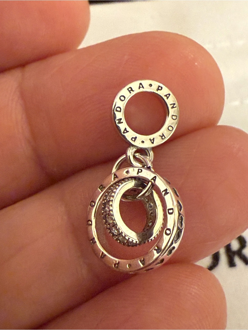 Pandora Sterling Silver Interlocking Circle Dangle Charm - Silver